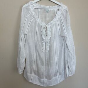Sundance Artists Dream Blouse Top White Gauzy Sheer Boho Summer Beach Coastal S